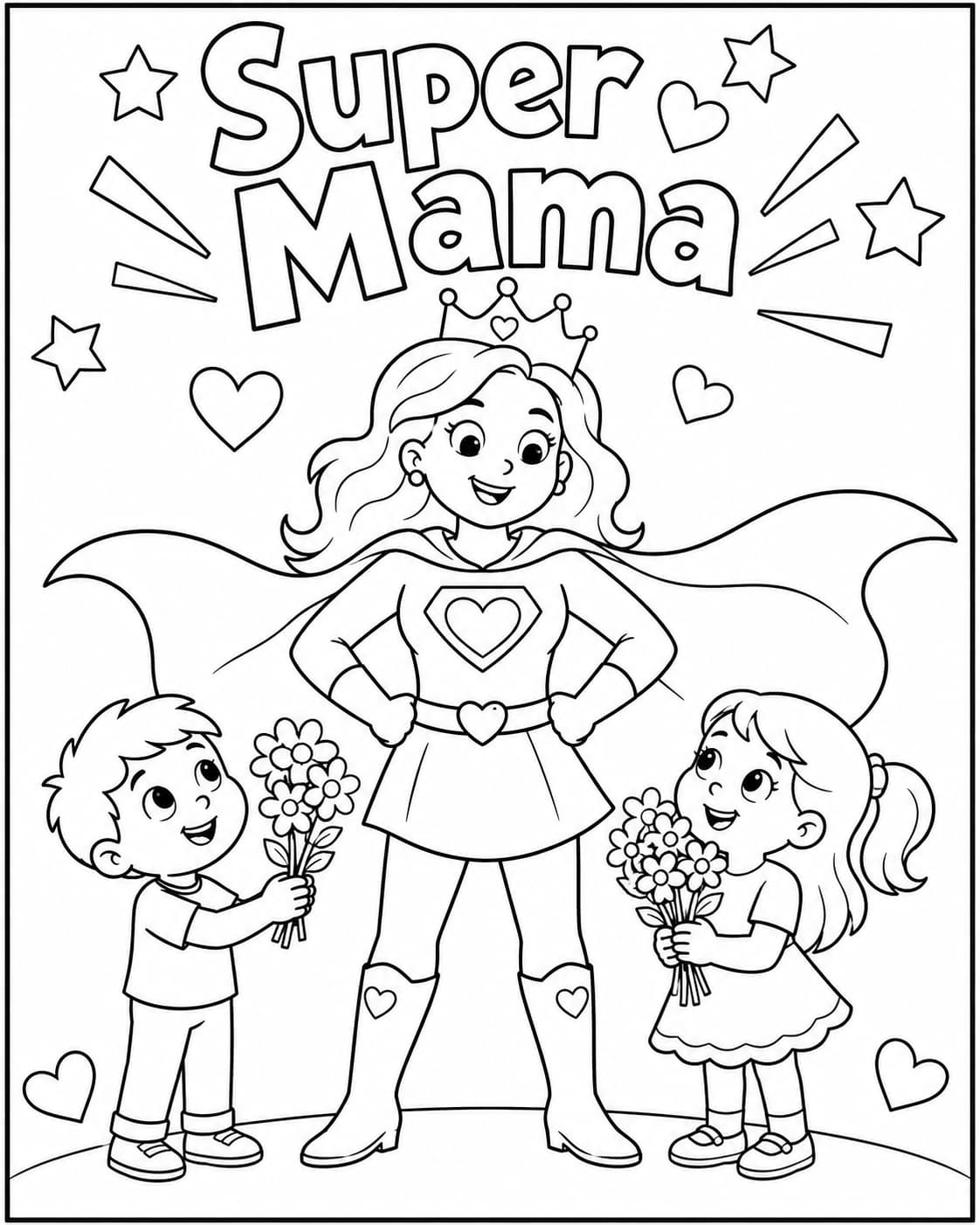 Muttertag Motiv 5 als kostenloses Ausmalbild für Kinder